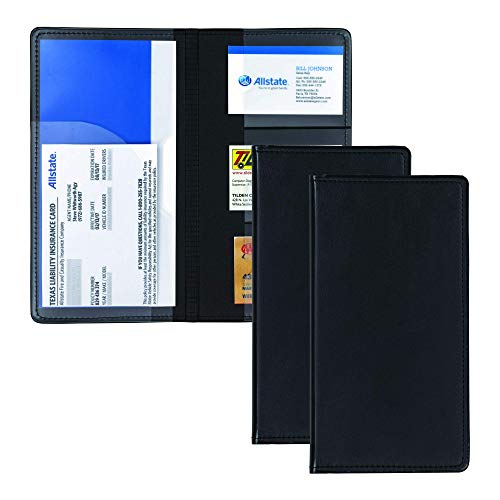 Samsill 2 Pack Car Registration and Insurance Holder, Essential Vehicle Glove Box Organizer, Vehicle Document Holder, Faux Leather, Sleek Black Design, Lottery Ticket Holders - size: 4.9" x 9.5", style: 2 PACK
