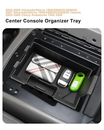 ECOZEN Center Console Organizer For 2003-2006 Silverado/Sierra 1500/2500HD/3500HD & 2007 Silverado/Sierra Classic & 2002-2006 Chevy Avalanche Accessories - Full Console w/Bucket Seats Only - size: 2003-2007 Silverado/Sierra