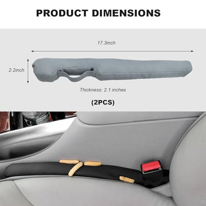 2PCS Leather Car Seat Gap Filler, No-Drop Seat Side Gap Plug Crevice Blocker with Securing Strap, Elastic Filler Block The Gap Between Seats & Console for Truck SUV Sedan (Light Gray) - color: Light Gray