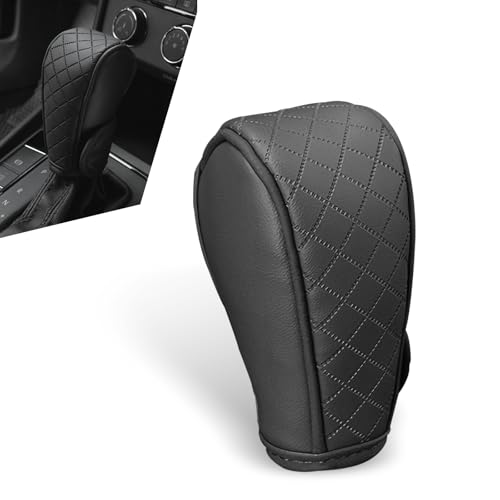 Car Gear Shift Knob Cover, Soft Leather Car Stick Shift Konb Cover, Anti-Slip Auto Konb Gear Shift Stick Protector, Universal Car Shift Protector Decorative Accessories for Most Cars (Black)