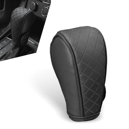 Car Gear Shift Knob Cover, Soft Leather Car Stick Shift Konb Cover, Anti-Slip Auto Konb Gear Shift Stick Protector, Universal Car Shift Protector Decorative Accessories for Most Cars (Black)