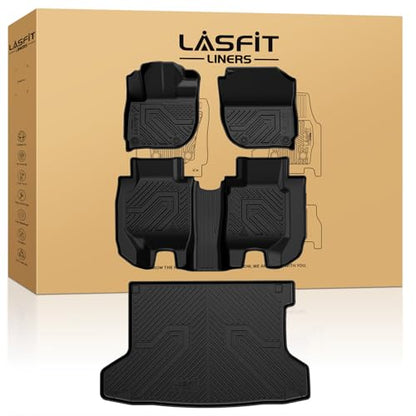 LASFIT Floor Mats & Cargo Mat for Honda HRV 2016-2022 (AWD Model), All Weather TPE Custom Fit HR-V Floor Liner Accessories, 1st & 2nd Row & Trunk Mat Full Set, Black (Not for FWD) - size: 6）For Honda HR-V AWD | 2016-2022 | Full Set