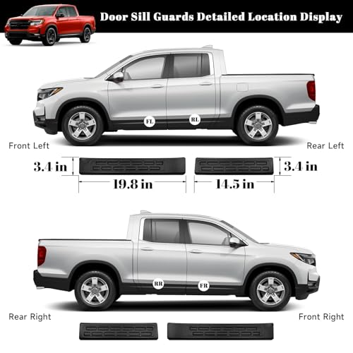 4PCS Car Door Edge Guards Door Sill Protector for Honda Ridgeline 2017-2025 2026 Accessories ABS Plastic Material Matte Black Car Door Threshold Protection