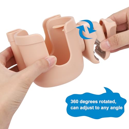 Accmor Stroller Cup Holder with Phone Holder, Bike Cup Holder, Universal Cup Holder for Uppababy Nuna Doona Strollers, 2-in-1 Cup Holder for Walker, Wheelchair, Scooter - color: All Pink