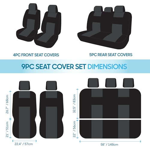BDK PolyPro Car Seat Covers Full Set in Purple on Black, Front and Rear Split Bench Seat Covers for Cars, Easy to Install Car Seats Cover Set and Accessories for Auto Trucks Van SUV - Purple - color: Purple
