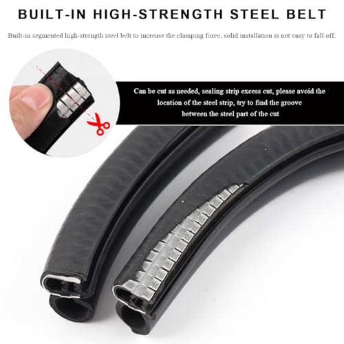 4PCS Car Door Edge Guards, Rubber Sealing Sealed Strip Auto Door Buffer Protector with Side Bulb, Automotive Weather Stripping Edge Trim Seal Strips for Car Truck Boat Camper