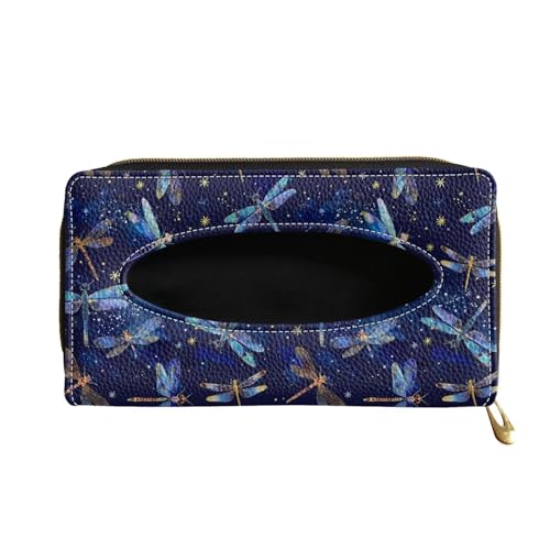 PU Leather Visor Tissue Holder Car Sun Visor Tissue Box Holder Dragonflies Leather Napkin Holder - color: Dragonflies