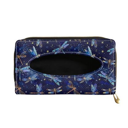 PU Leather Visor Tissue Holder Car Sun Visor Tissue Box Holder Dragonflies Leather Napkin Holder - color: Dragonflies