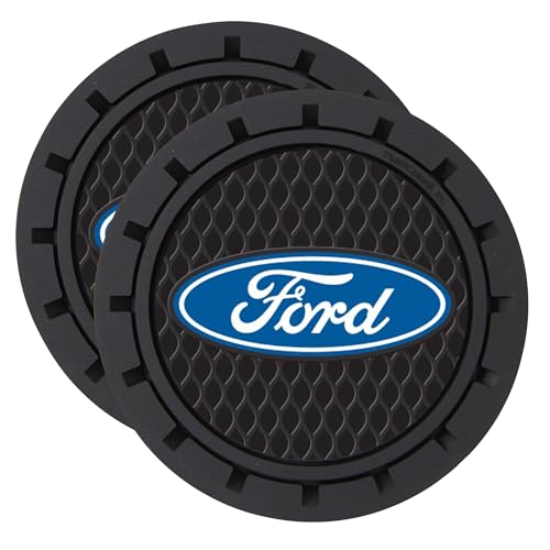 Plasticolor 000651R01 Ford Oval Auto Car Truck SUV Cup Holder Coaster 2-Pack , Blue