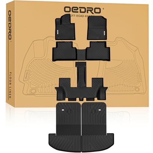 OEDRO Floor Mats Set Fits for 2026 2025-2021 Kia Sorento 6&7 Seats Gas Model(Not for Hybrid) Cargo Mat Back Seat Cover 2025 Sorento Automotive Accessories (Trunk Mat with Backrest Mat+Floor Mats)