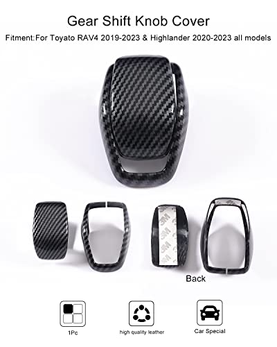for Totoya RAV4 2019-2025 Gear Shift Knob Cover, Carbon Fiber Grain Interior Protective Gear Shift Trim for Toyota Highlander 2020-2026- Carbon Fiber - color: carbon