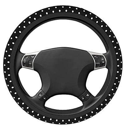 Black and White Polka Dot Steering Wheel Covers Non Slip Neoprene Steering Wheel Protector Universal 15 inch for Women Men - color: Black19
