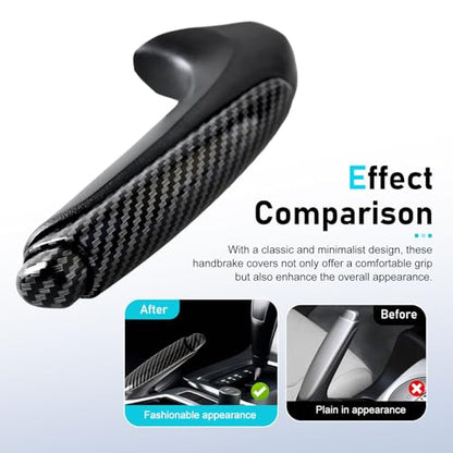 Emergency Brake Parking Handle Cover, ABS Car Handbrake Protector, Carbon Fiber Texture Decoration Accessories, Compatible with Civic 2006-2011 47115-SNA-A82ZA (Black)