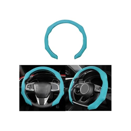Mandark Car Steering Wheel Cover, Suede Sport Vehicle Steer Wheel Protector Fitting 15 Inch, Non-Slip Comfortable Automotive Interior Decoration Accessories, Universal for Most Cars (Blue) - color: Blue