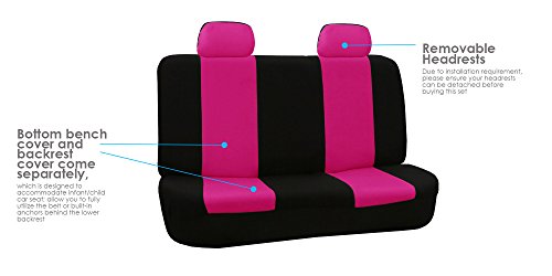 FH Group Car Seat Cover Rear Seat Cover for Back Seat Cloth - Universal Fit for Cars with Solid Bench, Pink Car Seat Protector for Dogs and Kids, Car Interior Accessories for SUV, Sedan and Van