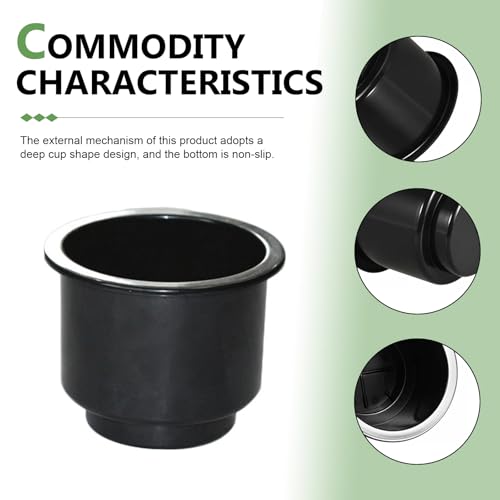 2PCS Car Cup Holder Inserts, Large Capacity Plastic Drop-In Cup Drink Holder, Recessed Chrome Couch Cups Holders Insert, 3.74" - 4.1" Base, Universal for RV Boat Car Couch Golf Cart (Black)