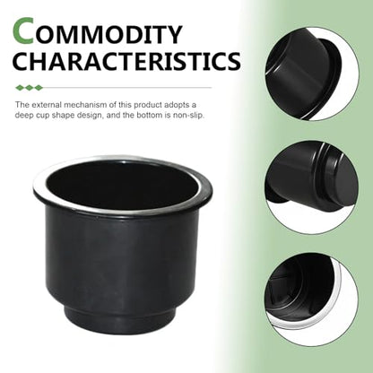 2PCS Car Cup Holder Inserts, Large Capacity Plastic Drop-In Cup Drink Holder, Recessed Chrome Couch Cups Holders Insert, 3.74" - 4.1" Base, Universal for RV Boat Car Couch Golf Cart (Black)