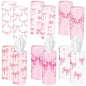 Outus 12 Pcs Bow Car Tissues Cylinder Holder with 3 Ply Facial Tissue Bulk Pink Bow Ribbon Round Tissue Holder Travel Tissues Boxes Container for Car Cup Wedding Birthday Party - style: Bow