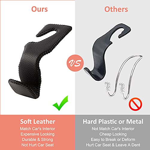 Car Purse Hook, Back Seat Headrest Genuine Leather Hangers Durable Vehicle Organizer Accessory for Hanging Grocery Bags, 4 Pack, Beige - color: Style A - Beige 4 Pack