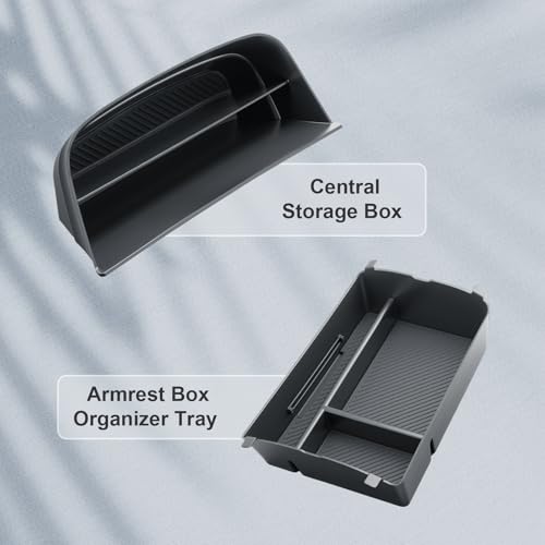 BIBIBO 2Packs for 2026 Hyundai Palisade Center Console Organizer 2026 Hyundai Palisade Calligraphy Insert Console Tray 2026 Palisade Organizer Shelf 2026 Palisade (ONLY FIT Palisade Calligraphy) - color: Black-(Single layer+Insert shelf)
