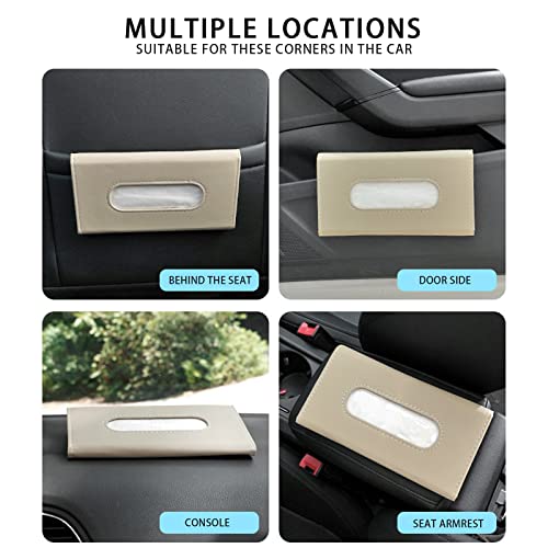 Khaki Car Tissue Refill Holder for Sun Visor, Hanging Tissue Clip, PU Leather - color: Classical Style, Khaki