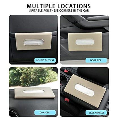 Khaki Car Tissue Refill Holder for Sun Visor, Hanging Tissue Clip, PU Leather - color: Classical Style, Khaki
