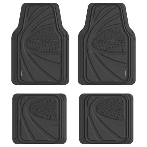 FLORICH Car Floor Mats, Waterproof Universal Heavy-Duty 4 Pieces Rubber Floor Mats for Cars, Full Set Car Mats with Anti-Slip Backing Fit for Most SUV, Vans,Trucks, Sedan(Black) - color: Black