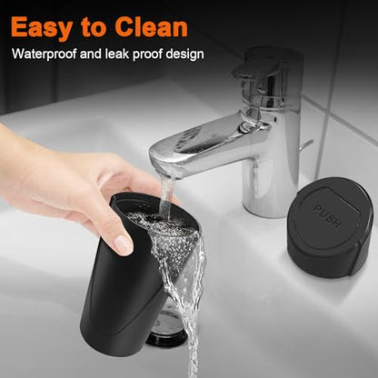 Car Trash Can, 2 Packs Mini Car Trash Bin with Lid, Leakproof Cup Holder Car Garbage Can with 60 Trash Bags, Vehicle Front Back Seat Organizers and Storage for Car, Home, Office, Black - color: Black