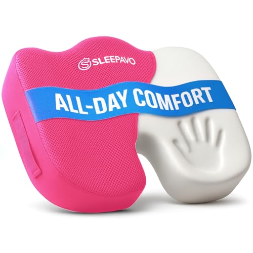 Sleepavo Office Chair Cushion - Seat Cushion for Tailbone Pain Relief - Butt Pillow for Coccyx, Sciatica, and Lower Back Pain - Orthopedic Chair Pad for Lumbar Support in Office Desk (Pink) - color: Pink
