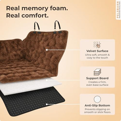 Luxurious Full Backseat Protector for Dogs with Calming Blanket - Waterproof Pet Hammock Machine Washable (Brown) - color: Brown