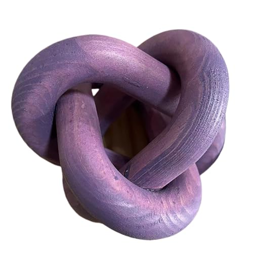 Wood Knot Decor -Coffee Table Decor Shelf Decor Table Books Hand Carved Home Decoration Boho Country Rustic Modern Shabby Chic Style Decor 3 Link Wooden Knot Chain Link Decor (Purple) - color: Purple
