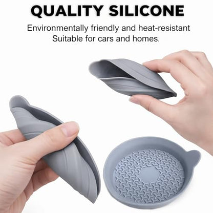Car Cup Holder Coasters 4 Pack, Universal Silicone Cup Holder Insert, Non-Slip Cup Holder Liners, Waterproof Anti-Dust Cup Holder Accessories for Car Interior, Easy Clean (Grey) - color: gray