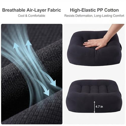 WSGJHB Office Chair Cushion Pillow Adult Car Booster Seat Cushions for Short People Effectively Increase Field of View Lower Back Fatigue Relief, for Cars Office Home Anti-Slip 18x18x4.7 inch Black - color: Black