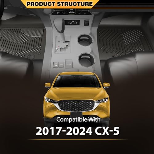 G-PLUS TPE Cargo Liners Compatible with Mazda CX-5 2017-2024 3PCS Floor Liners All Weather Full Cover Protection Black Front & 2nd Row Interior Accessories - size: Fit Mazda CX-5 2017-2024 | 3PCS