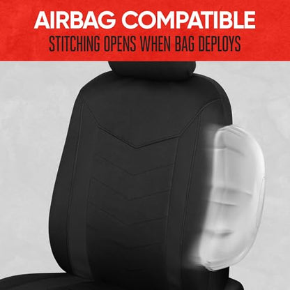 Motor Trend SpillGuard 2 Black Seat Covers for Cars & Seat Covers for Trucks - Neoprene Lining Waterproof Car Seat Covers Front Seats Only - SUV Seat Covers Protector - Forros para Asientos de Carro