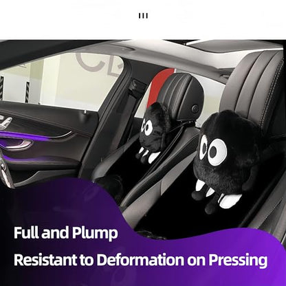Car Headrest Pillow 2PCS Cute Big-Eyed Sprite Car Headrest Pillows Travel Neck Pillow Comfortable Neck Support - Plush Comfort Neck Cushions for Cars, Home & Office