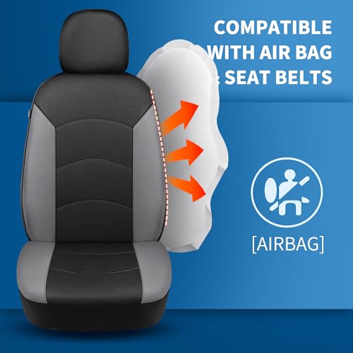 HChengkikz Car Seat Covers Full Set, Waterproof Neoprene Car Seat Covers, Airbag Compatible, Universal Fit for Most Sedans, SUVs, Trucks (Black + LightGray) - color: Black Lightgray, size: Full Set