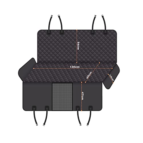 GXT Dog Back Seat Cover Protector for Cars SUV and Trucks with Mesh Window, Scratchproof Nonslip and Waterproof Material - color: black, style: Seat Cover and Dog Seat Belt