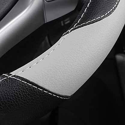 Leather Car Steering Wheel Cover, Non-Slip Car Wheel Cover Protector Breathable Microfiber Leather Universal Fit for Most Cars(Grey) - color: Grey