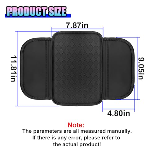 Leather Car Center Console Cover, Anti-Scratch Auto Middle Console Protective Cushion with 2 Storage Bags, Universal Waterproof Vehicle Armrest Pad Accessory for Sedan, SUV, Truck (Black) - color: Black