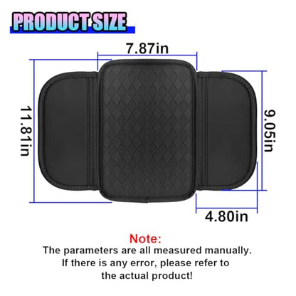 Leather Car Center Console Cover, Anti-Scratch Auto Middle Console Protective Cushion with 2 Storage Bags, Universal Waterproof Vehicle Armrest Pad Accessory for Sedan, SUV, Truck (Black) - color: Black