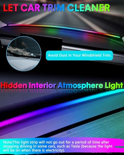 Acrylic Interior Car LED Strip Light with Motion-Activated Switch, 59.1" Neon Ambient Light, RGB Colors, APP Control, Music Sync - color: Dreamcolor 59.1 inch (Only Acrylic Light Strip)