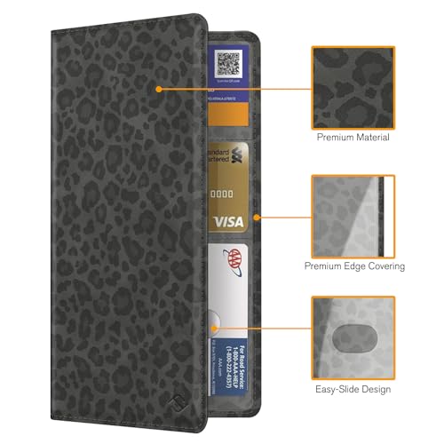FINPAC Car Registration and Insurance Card Holder, Vehicle Glove Box Card Organizer Wallet Automobile Accessories for License - color: Leopard