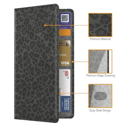 FINPAC Car Registration and Insurance Card Holder, Vehicle Glove Box Card Organizer Wallet Automobile Accessories for License - color: Leopard
