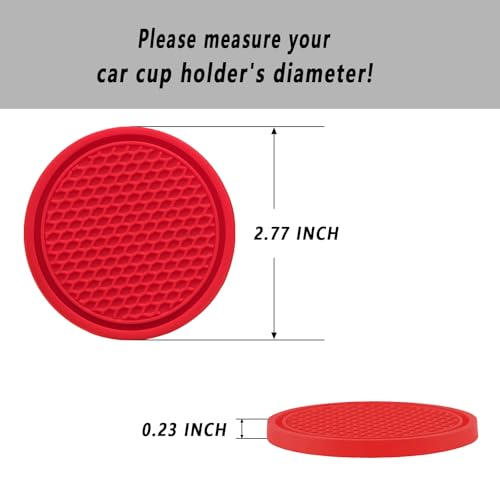 ZSDY Car Cup Coaster, 4PCS Universal Auto Non-Slip Cup Holder Embedded in Ornaments Silicone Coaster, Car Interior Accessories Sets, Red - color: Red