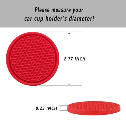ZSDY Car Cup Coaster, 4PCS Universal Auto Non-Slip Cup Holder Embedded in Ornaments Silicone Coaster, Car Interior Accessories Sets, Red - color: Red