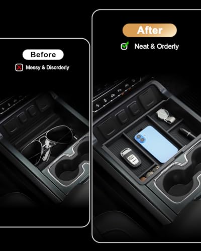 ECOZEN 3 Pcs Center Console Organizer Set For 2014-2018 Silverado/Sierra 1500 & 2015-2019 Silverado/Sierra 2500HD/3500HD Interior Accessories - Full Console w/Bucket Seat ONLY - size: 2014-2018 Silverado/Sierra-3 Pcs