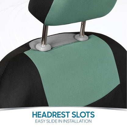 BDK PolyPro Car Seat Covers Full Set in Mint on Black – Front and Rear Split Bench Seat Covers Accessories for Auto Trucks Van SUV,Easy to Install - color: Mint