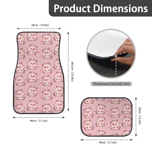 Anime Pig Love Pink Automotive Floor Mats Front and Rear Car Mat Carpet Set 4 Pcs Fit for SUV,Vans,sedans,Trucks - color: Anime Pig Love Pink