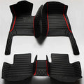 All-Weather car Floor Mats-Suitable for 98% of car Models Watherproof Leather car Floor mat (Black and Black with red bar) - color: Black and Black with red bar
